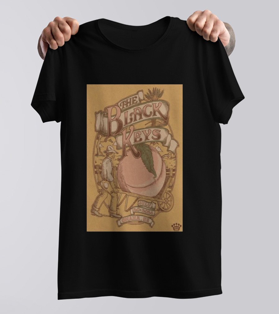 The Black Keys Omaha NE July 20 2026 Peach Cart Astro Amphitheater T-Shirt