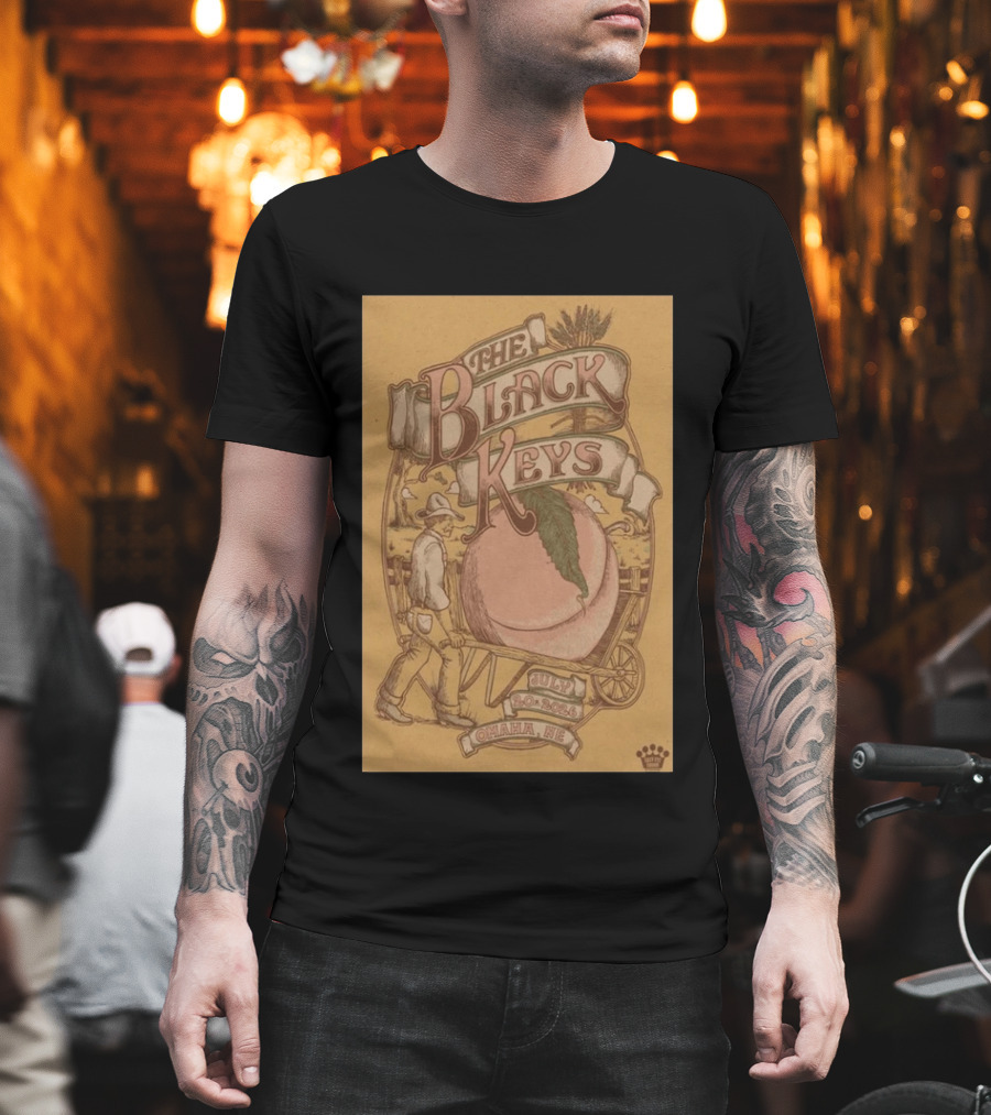 The Black Keys Omaha NE July 20 2026 Peach Cart Astro Amphitheater T-Shirt