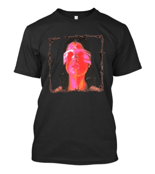 Machin3gir1 Psychowarrior Blindfolded Portrait With Pink Neon Glow T-Shirt
