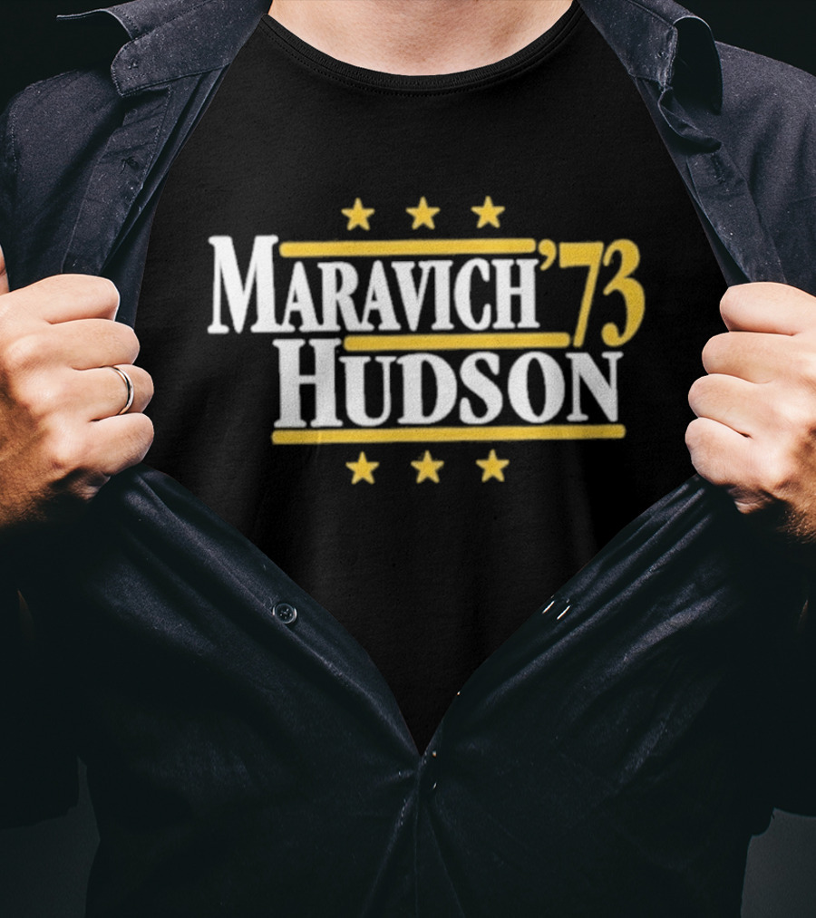 Maravich Hudson 1973 Atlanta Hawks Basketball Stars T-Shirt