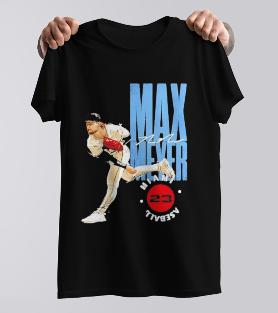 Max Meyer Miami Marlins Baseball 23 Stamp T-Shirt
