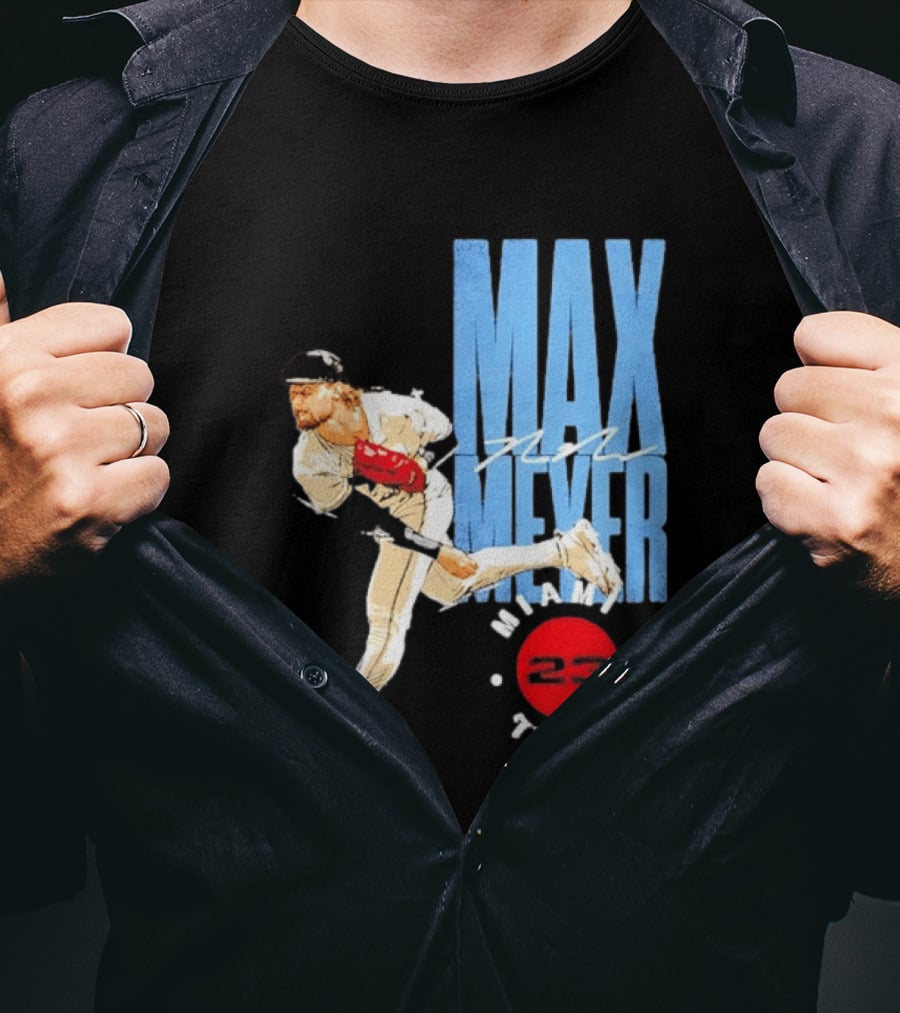Max Meyer Miami Marlins Baseball 23 Stamp T-Shirt