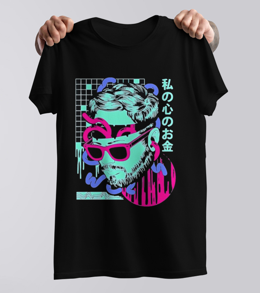 Vaporwave Aesthetic Japanese Cyberpunk Sunglasses Drip Grid T-Shirt