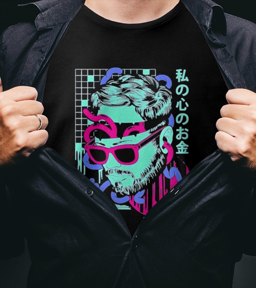 Vaporwave Aesthetic Japanese Cyberpunk Sunglasses Drip Grid T-Shirt