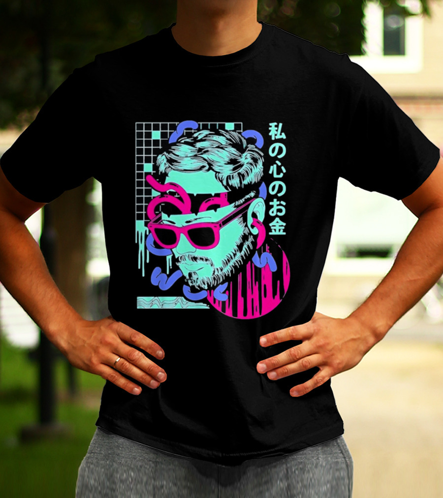 Vaporwave Aesthetic Japanese Cyberpunk Sunglasses Drip Grid T-Shirt