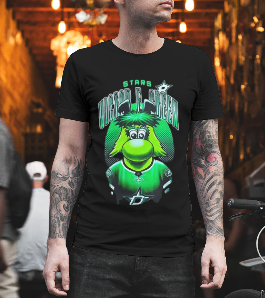 Dallas Stars Victor E Green Mascot NHL Fan Gear T-Shirt