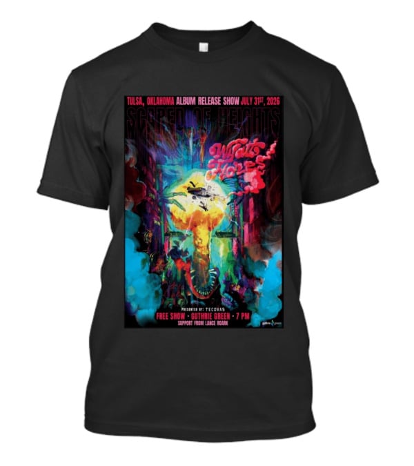 Tulsa Oklahoma Album Release Show Scared Of Heights Wyatt Flores Guthrie Green July 31 2026 Free Show 7 PM T-Shirt