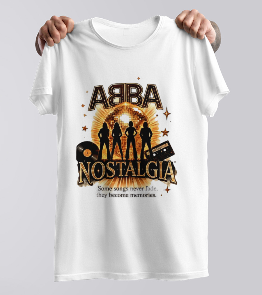 ABBA Nostalgia Some Songs Never Fade Memories Disco Vinyl Cassette T-Shirt