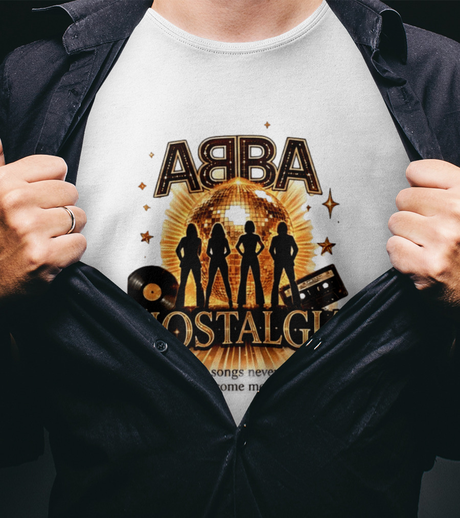 ABBA Nostalgia Some Songs Never Fade Memories Disco Vinyl Cassette T-Shirt
