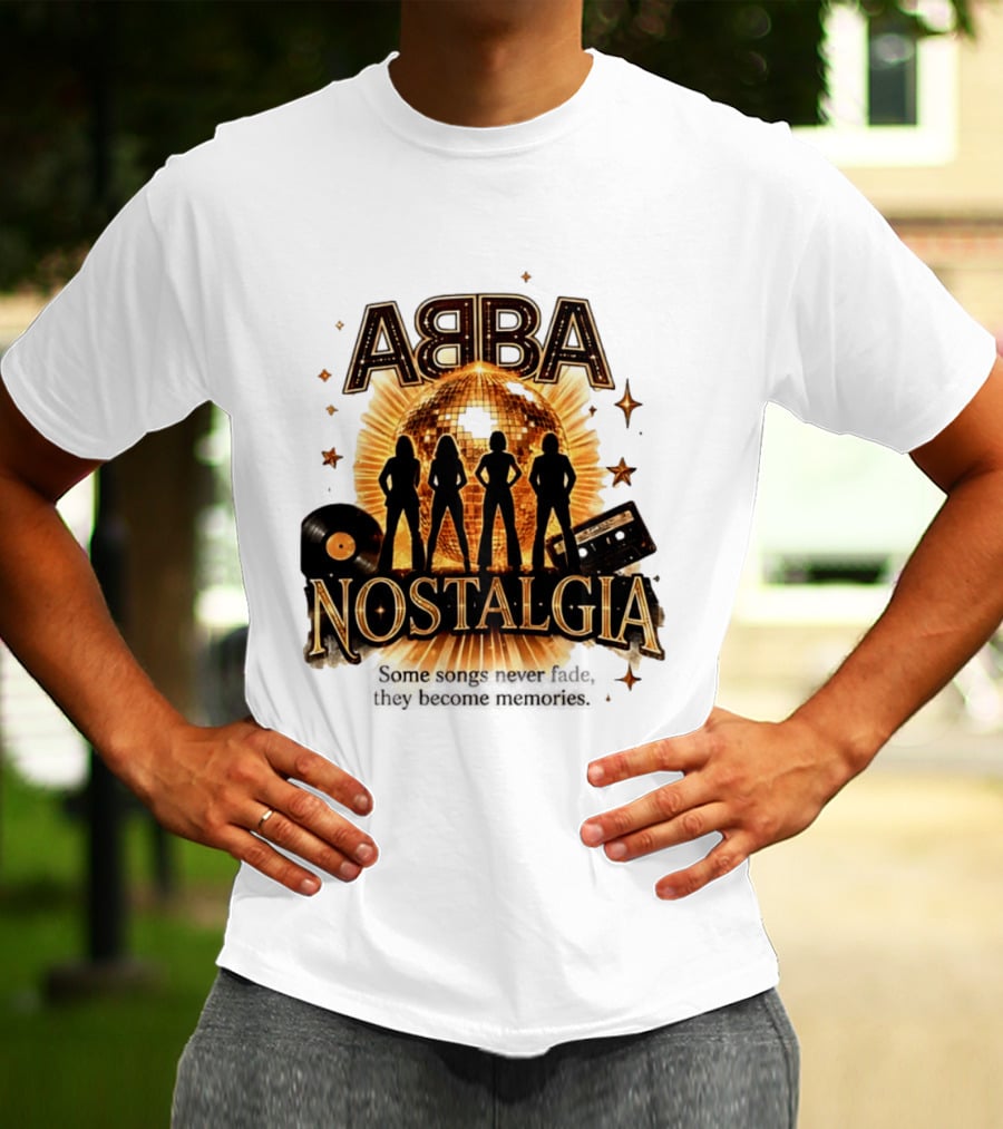 ABBA Nostalgia Some Songs Never Fade Memories Disco Vinyl Cassette T-Shirt