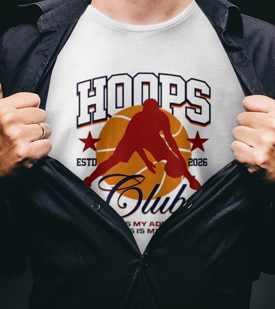 Hoops Club ESTD 2026 Ballin Is My Addiction Greatness Is My Ambition T-Shirt