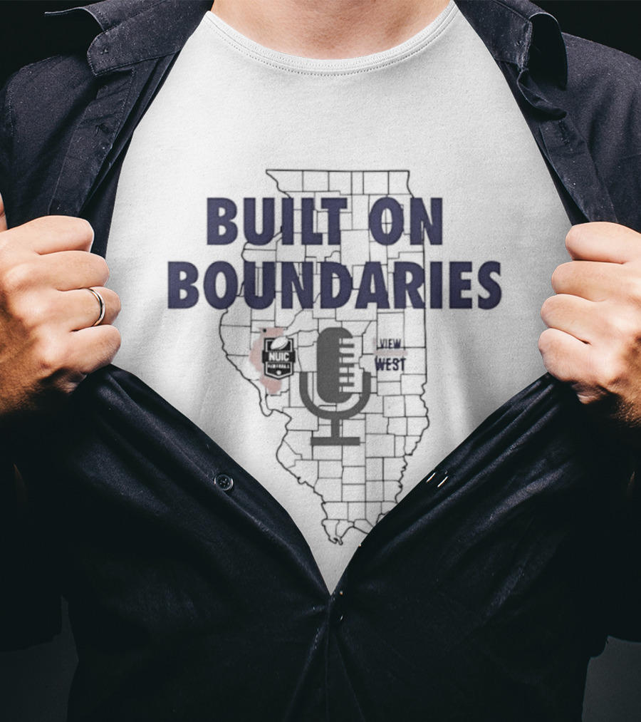 Built On Boundaries Map Illinois Microphone NUIC Central View West Podcast T-Shirt