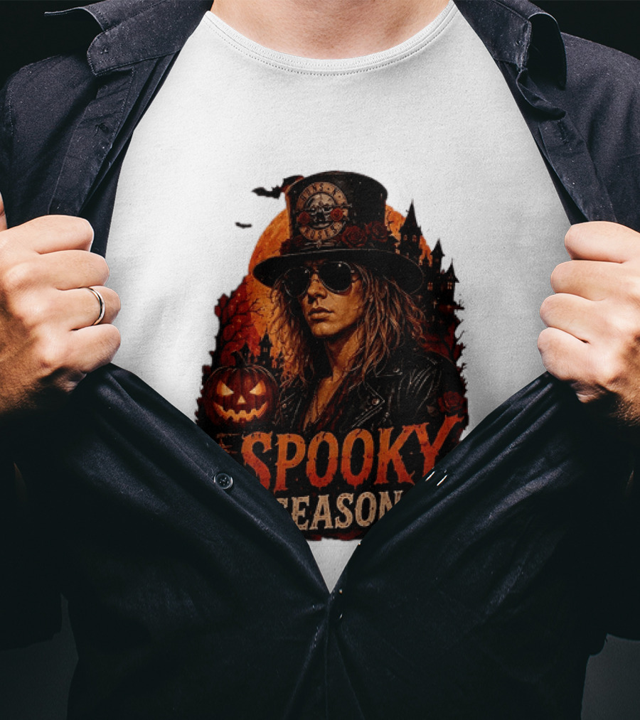 Spooky Season Buns N' Roses Halloween Pumpkin Slash T-Shirt