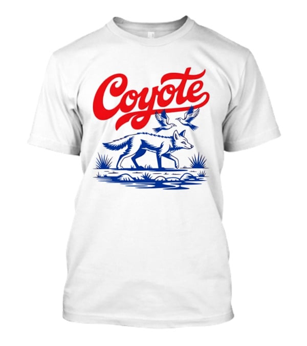 Coyote With Birds In Desert Scene Wild Western Desert T-Shirt