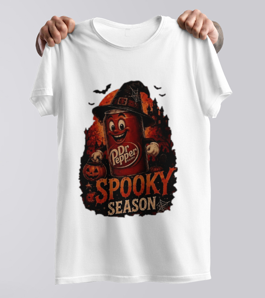 Dr Pepper Halloween Witch Can Spooky Season With Jack O' Lantern And Bats T-Shirt