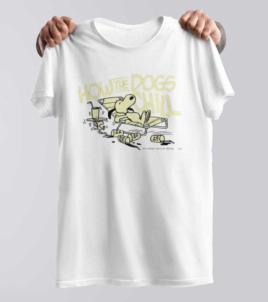 Snoopy Woodstock Peanuts How The Dogs Chill Root Beer Relaxation T-Shirt