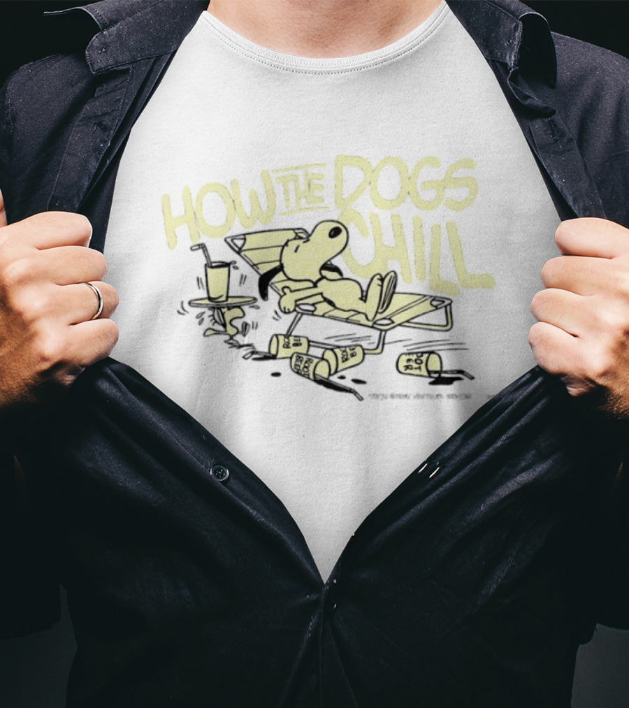 Snoopy Woodstock Peanuts How The Dogs Chill Root Beer Relaxation T-Shirt
