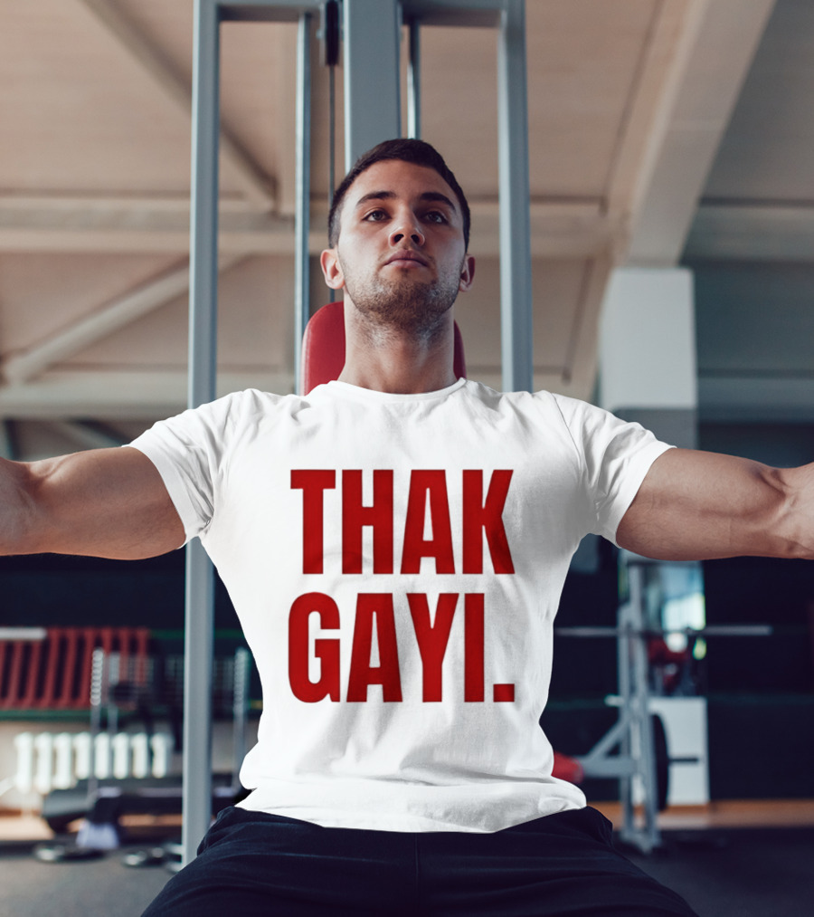 Thak Gayi Hindi Tired Exhausted Text Bold Red T-Shirt