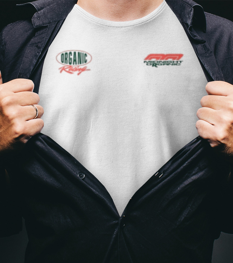 Midnight Racing Organic Store White Retro Car Racing T-Shirt