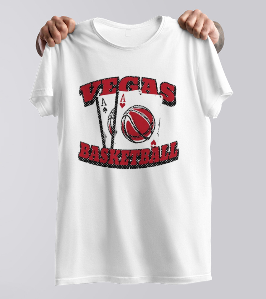 Vegas Basketball Poker Aces Playing Cards Red T-Shirt