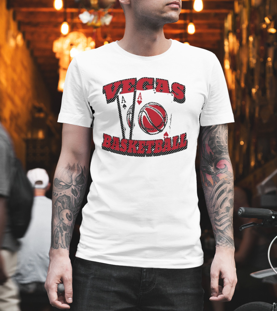Vegas Basketball Poker Aces Playing Cards Red T-Shirt