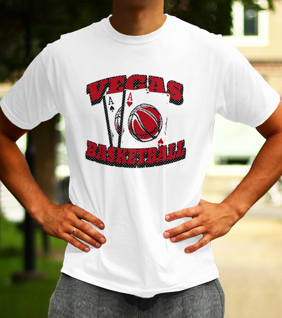 Vegas Basketball Poker Aces Playing Cards Red T-Shirt