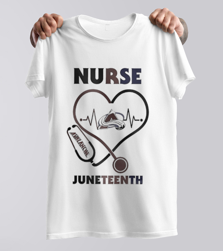 Nurse Heart Stethoscope Colorado Avalanche Juneteenth T-Shirt