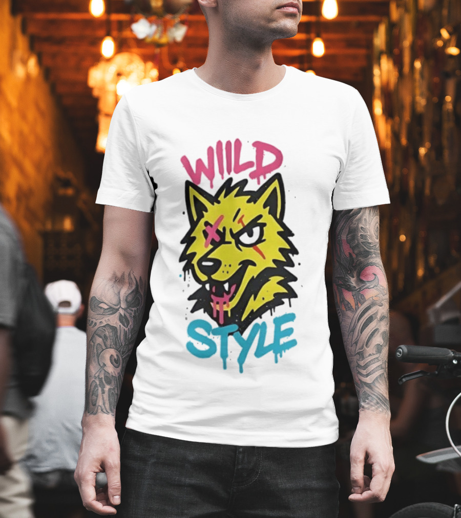 Wild Wolf Wild Style Graffiti Art Urban Streetwear T-Shirt