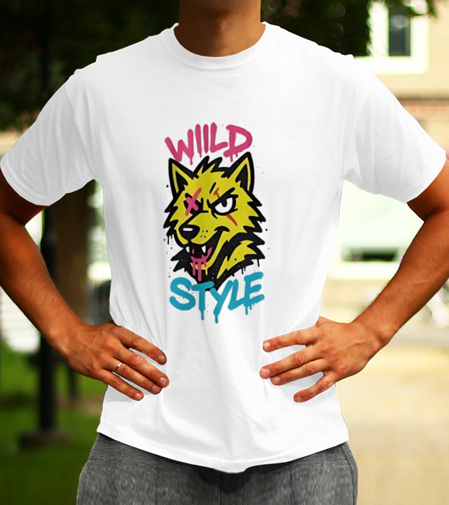 Wild Wolf Wild Style Graffiti Art Urban Streetwear T-Shirt