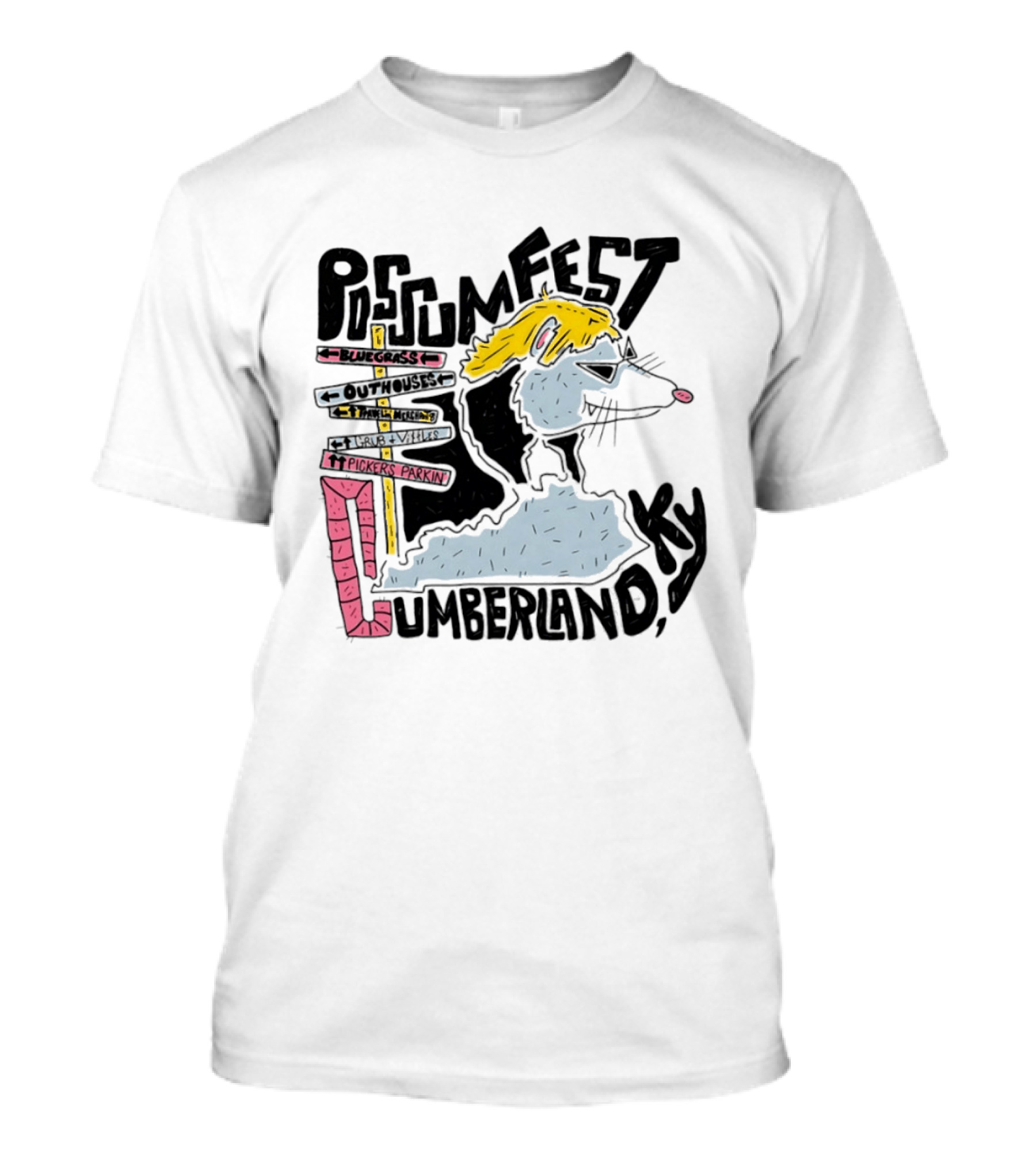 Possumfest Cumberland KY Bluegrass Festival Picken Parkin Fun Map T-Shirt