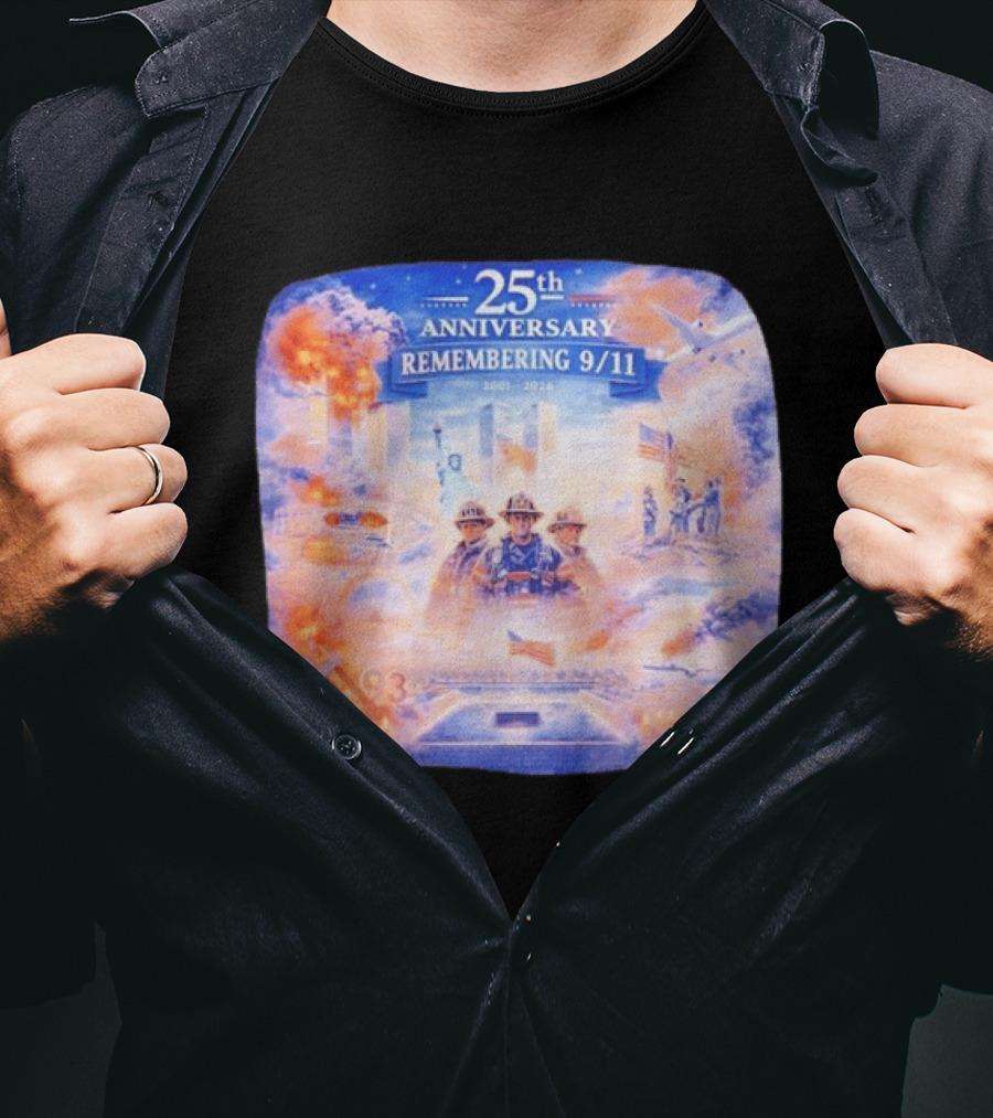 25th Anniversary Remembering 9/11 Memorial 2001 2026 Never Forget America T-Shirt