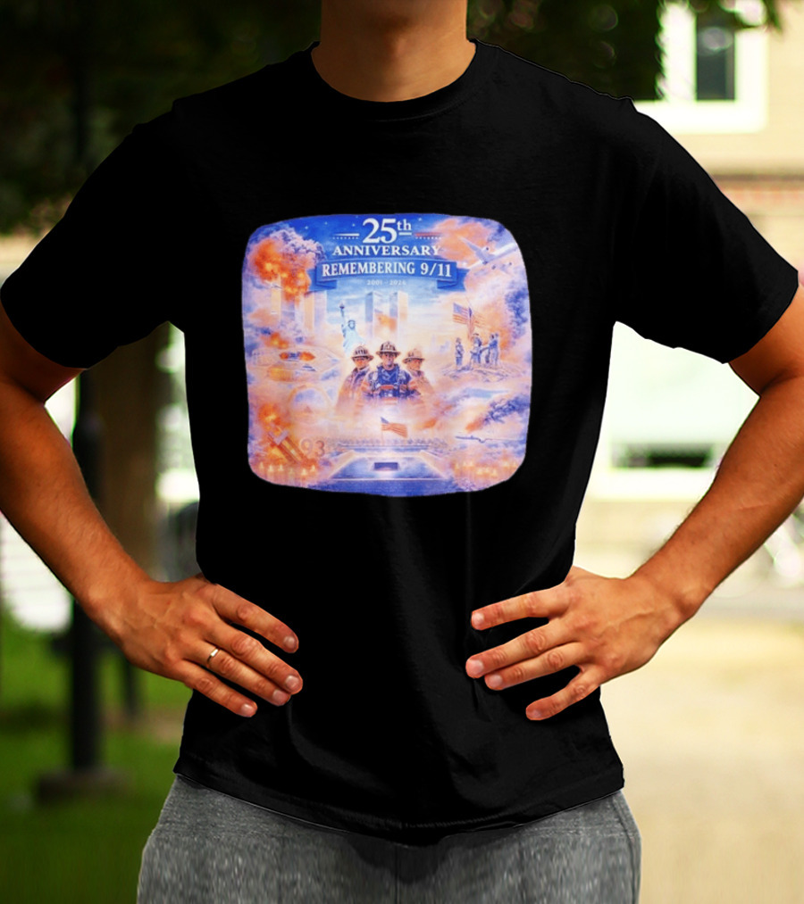 25th Anniversary Remembering 9/11 Memorial 2001 2026 Never Forget America T-Shirt
