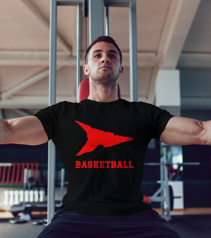 Basketball Red Arrowhead Flame Shape Lettering T-Shirt