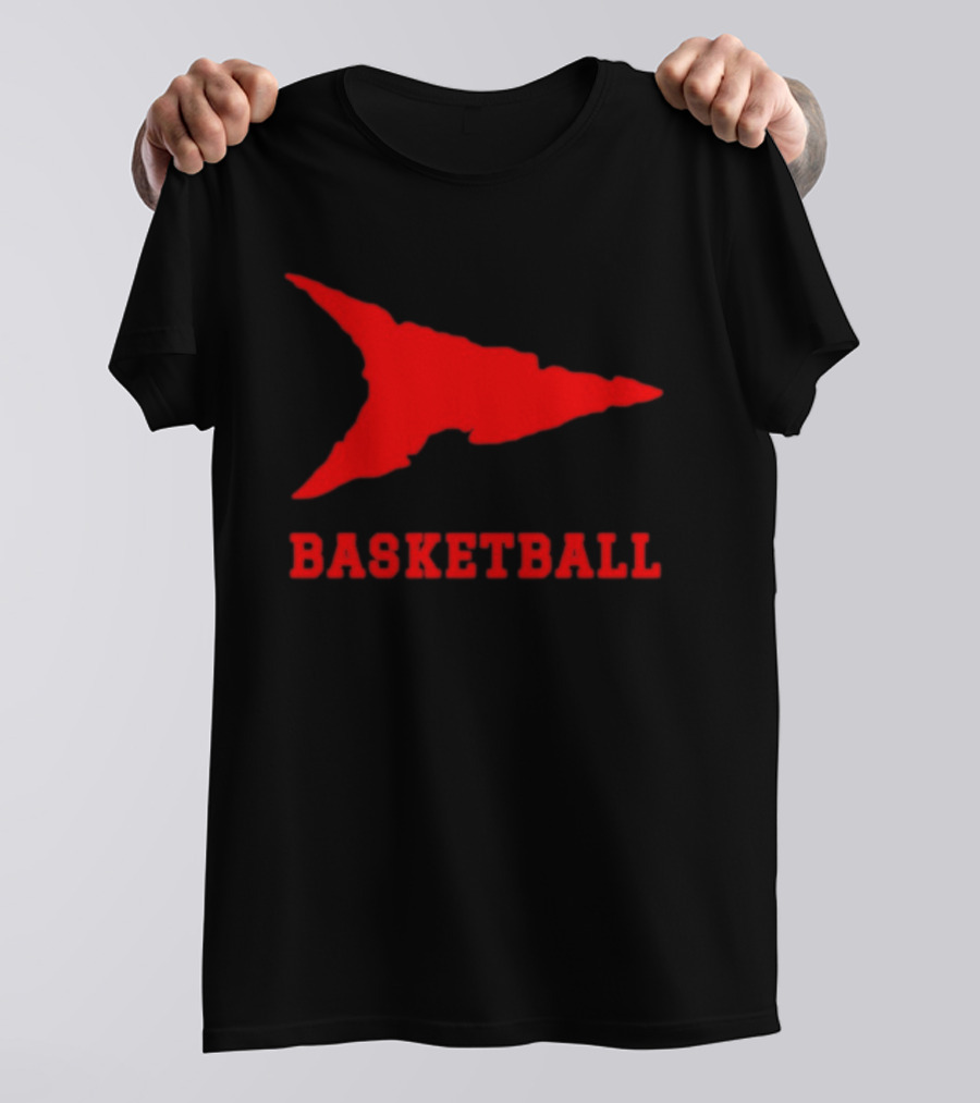 Basketball Red Arrowhead Flame Shape Lettering T-Shirt