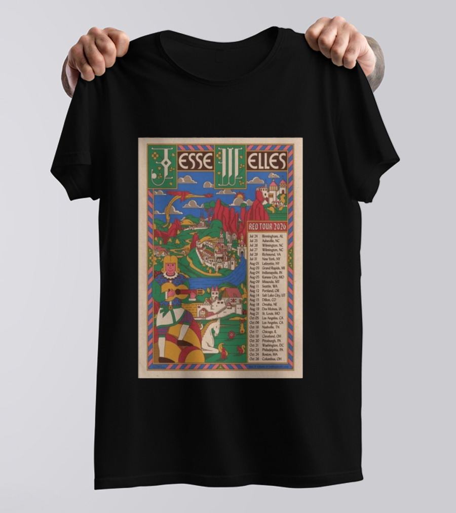 Jesse Welles Red Tour 2026 Cities And Dates T-Shirt