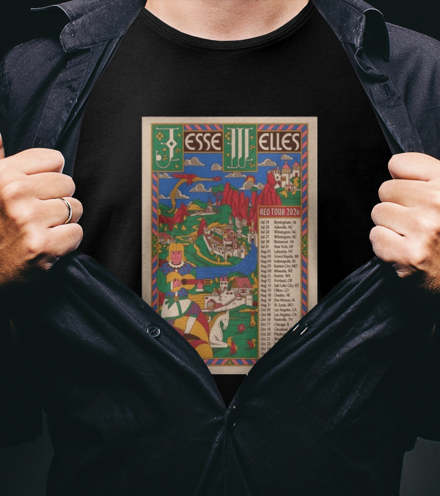 Jesse Welles Red Tour 2026 Cities And Dates T-Shirt