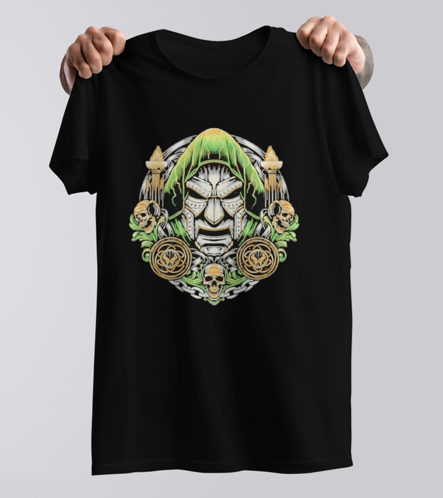 Doctor Doom Welcome To The Age Of Doom Skull And Torches T-Shirt