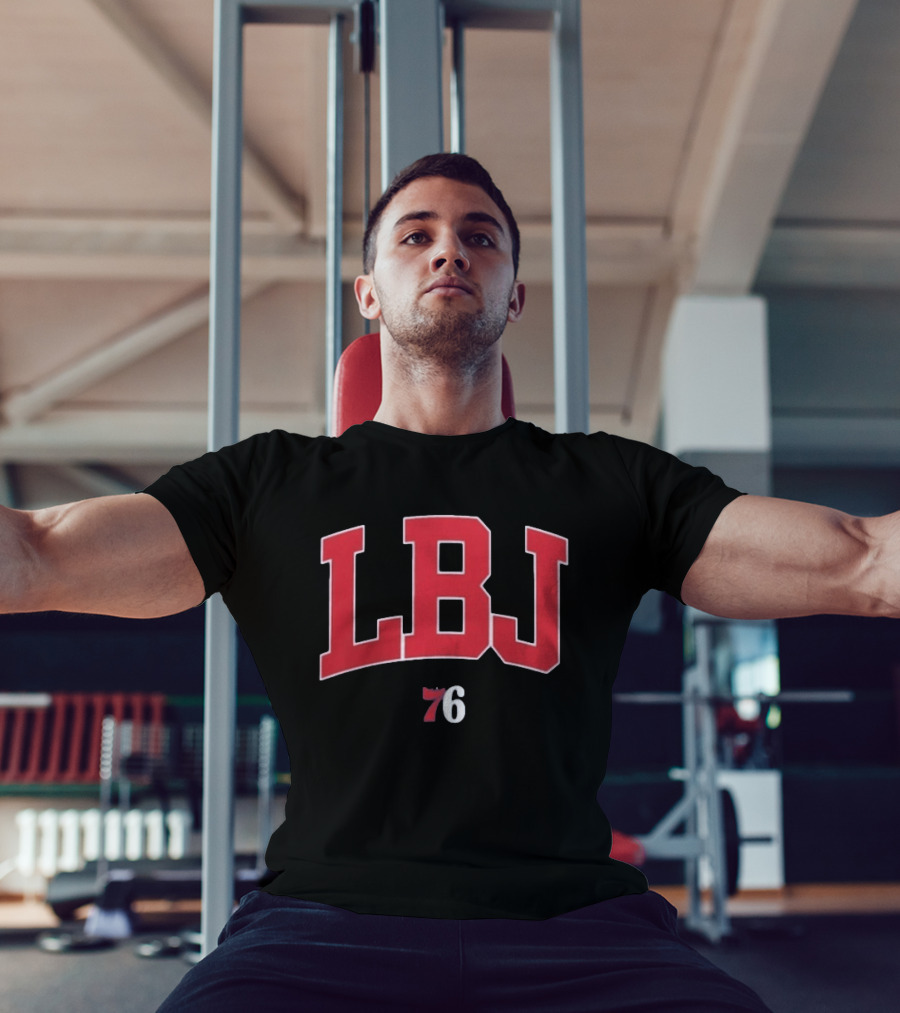 LBJ 76ers Red And White Text Combination T-Shirt