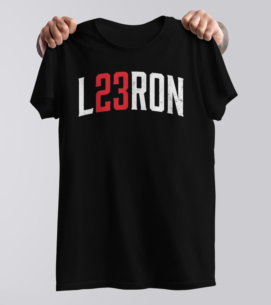 L23Ron Distressed LeBron James NBA Basketball T-Shirt