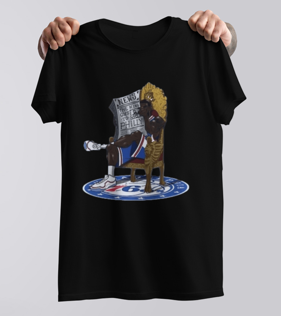 Philadelphia 76ers The King Goes To Philly News Throne T-Shirt