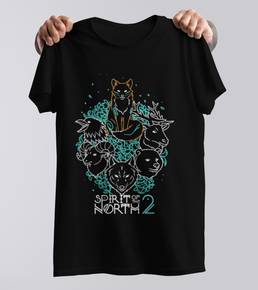 Spirit Of The North 2 Animal Forest Wildlife Fox Bear Deer Wolf T-Shirt