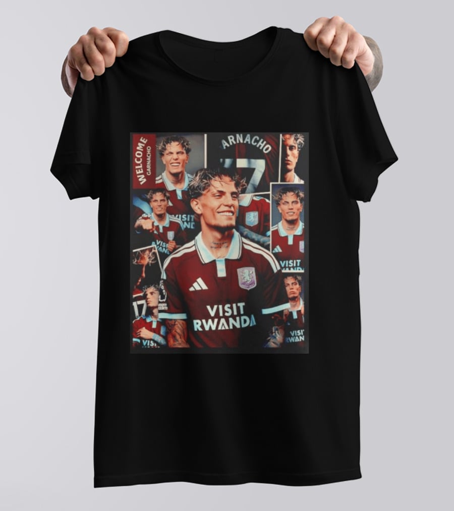 Visit Rwanda Garnacho Welcome Aston Villa 17 Collage T-Shirt