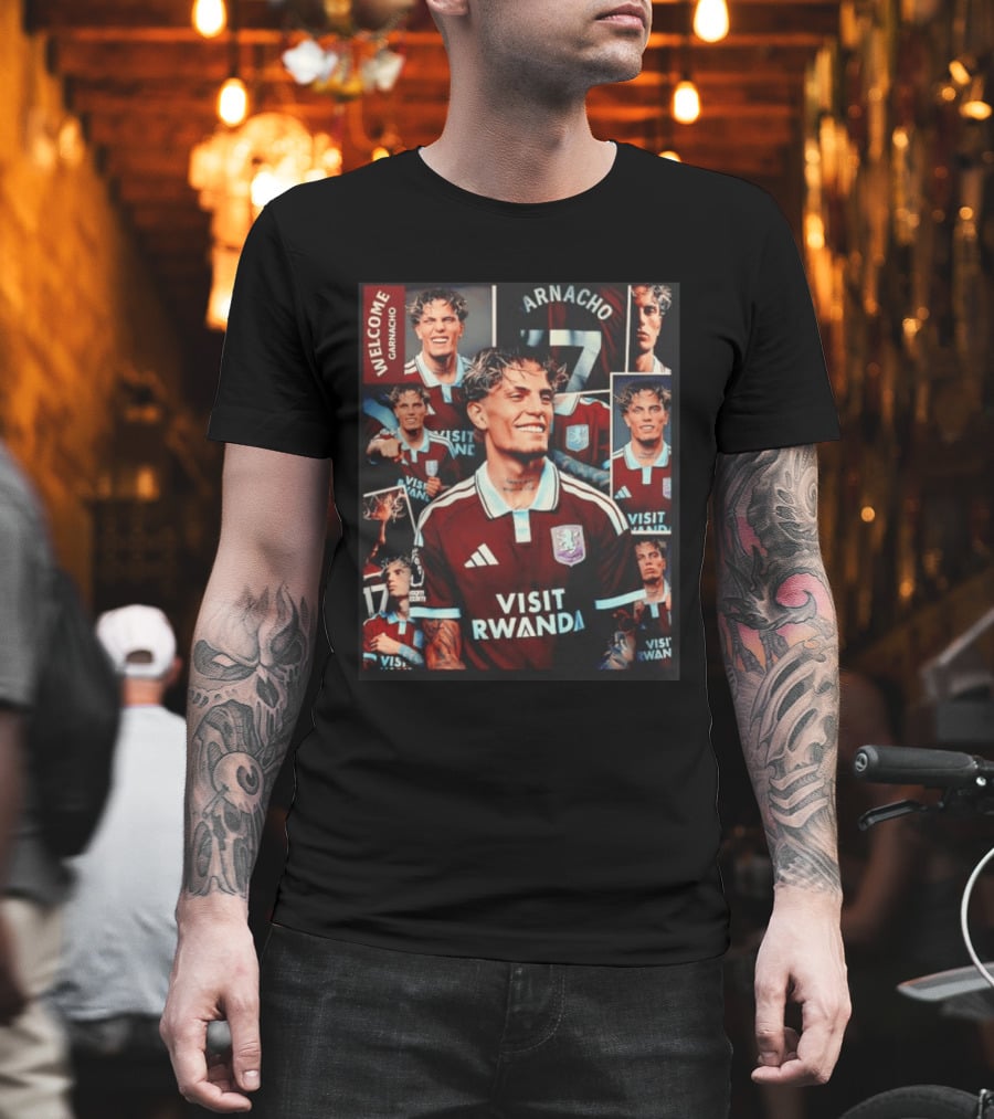 Visit Rwanda Garnacho Welcome Aston Villa 17 Collage T-Shirt