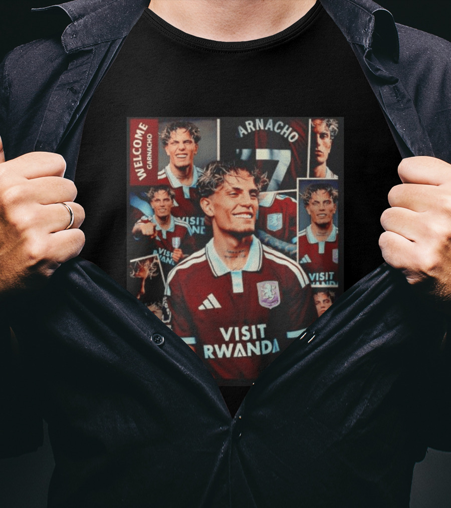Visit Rwanda Garnacho Welcome Aston Villa 17 Collage T-Shirt