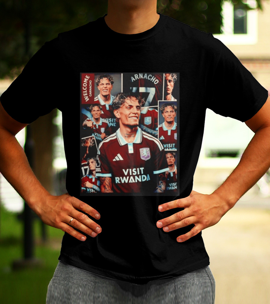 Visit Rwanda Garnacho Welcome Aston Villa 17 Collage T-Shirt
