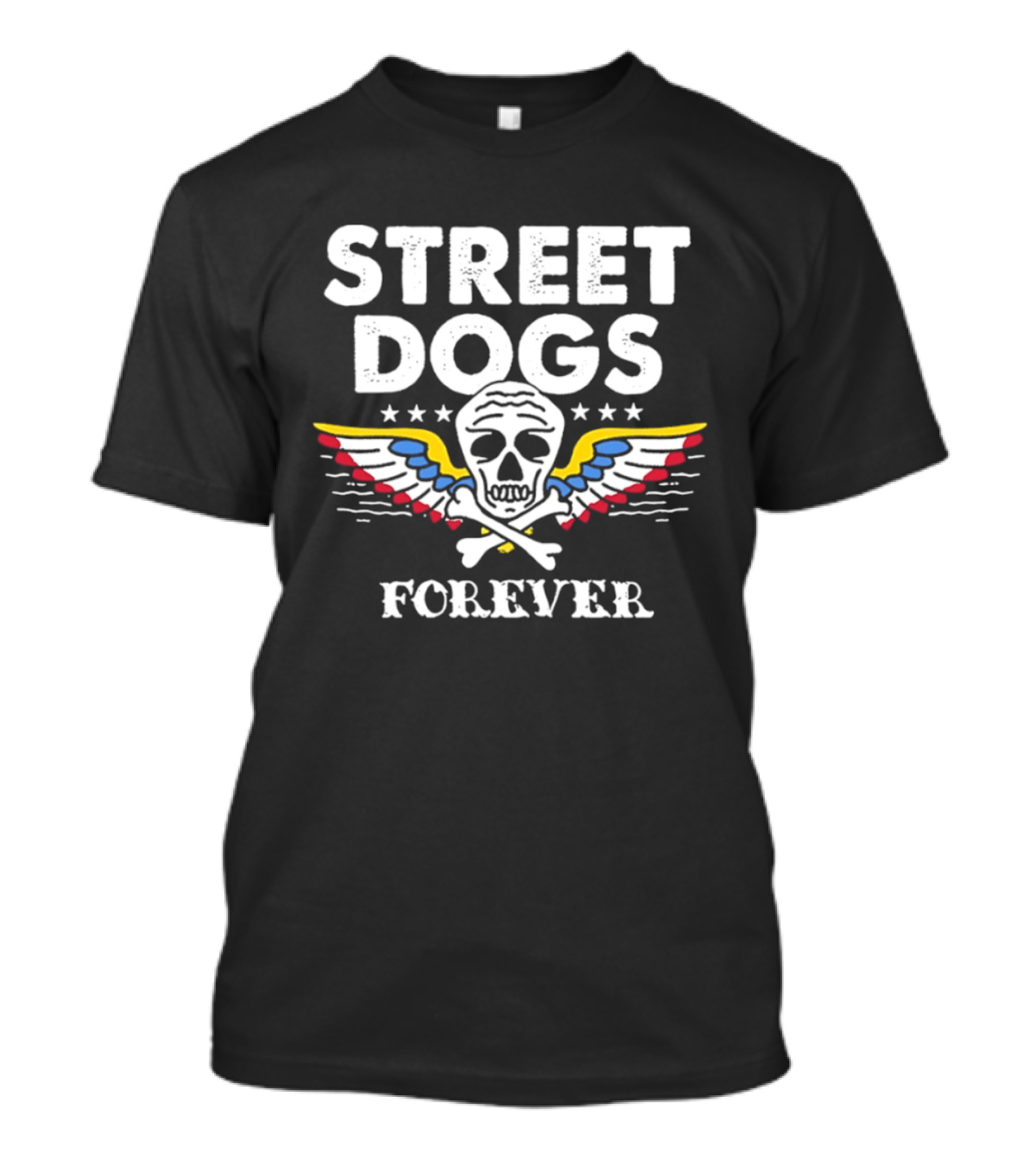Street Dogs Forever Skull Crossbones Wings Stars T-Shirt