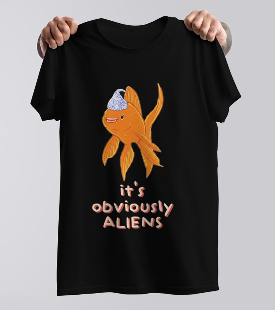 Goldfish Tin Foil Hat It's Obviously Aliens T-Shirt