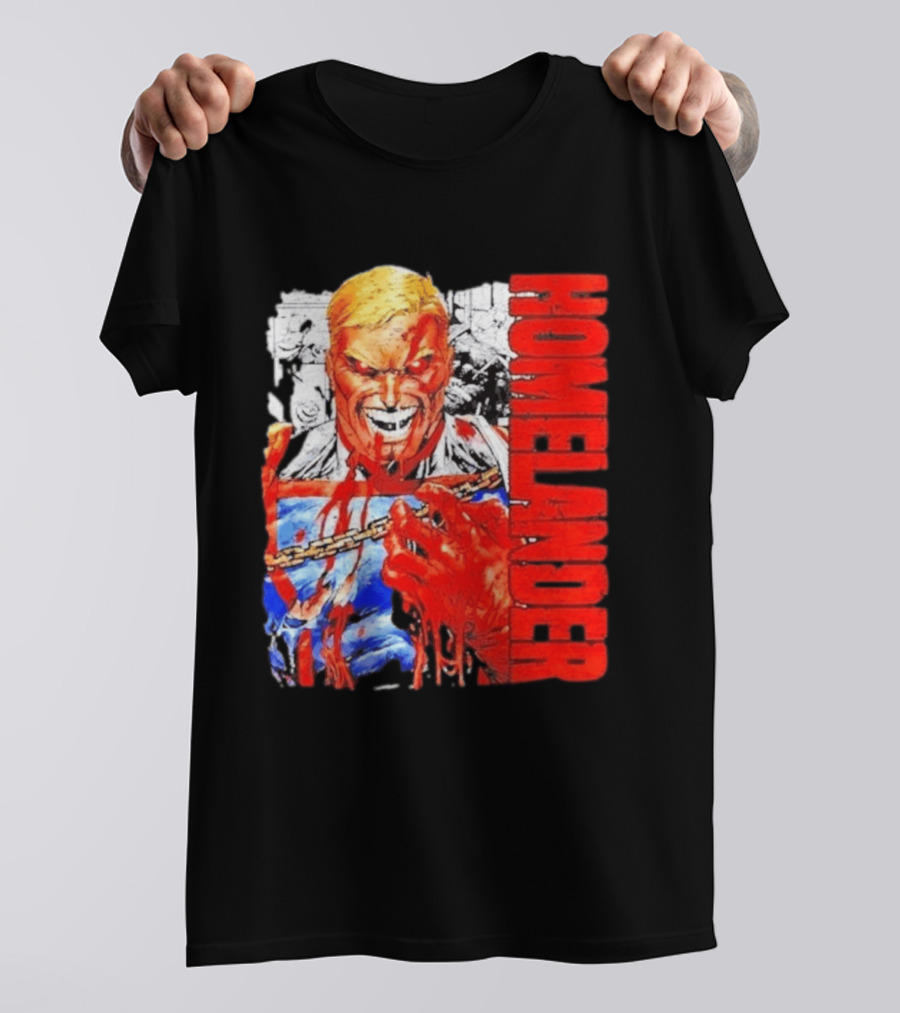 Homelander The Boys Superhero Cartoon Blood Splattered Image T-Shirt