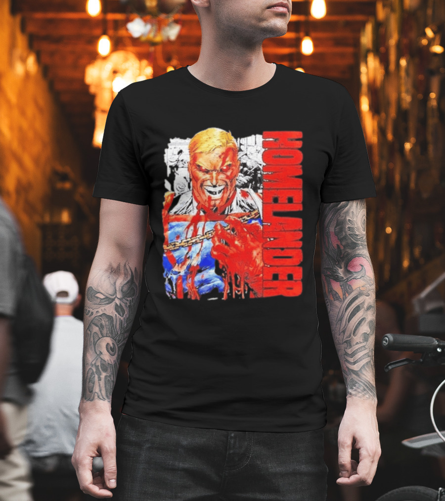Homelander The Boys Superhero Cartoon Blood Splattered Image T-Shirt