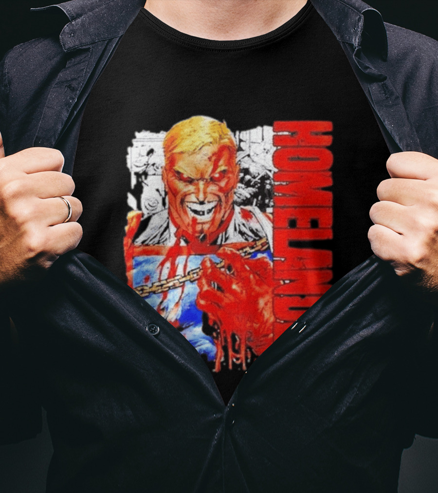 Homelander The Boys Superhero Cartoon Blood Splattered Image T-Shirt